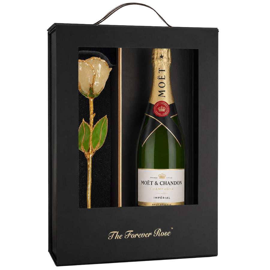 24K Gold Champagne Rose Bundle with Moet & Chandon Champagne (Includes Champagne)